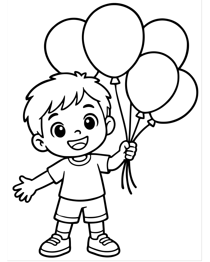 Printable count the balloons line art — Number coloring page