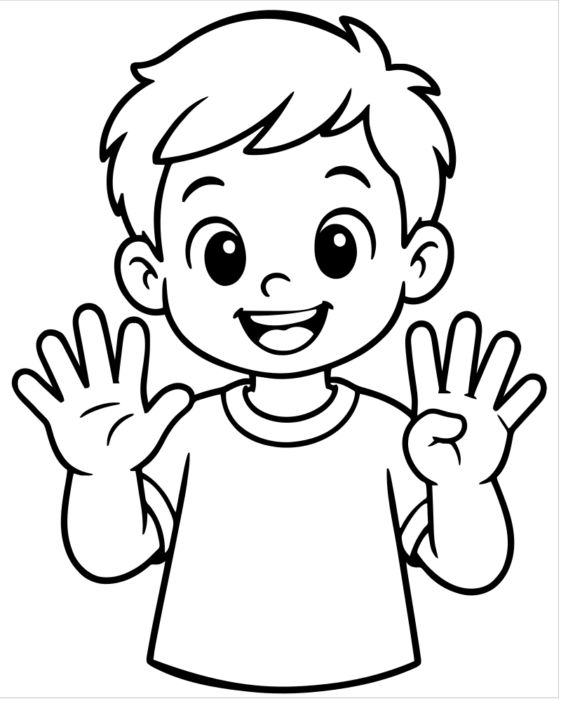 Counting Fingers — free printable Number coloring page for kids