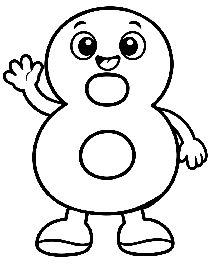 Number Eight picture to color — Number coloring page for kids