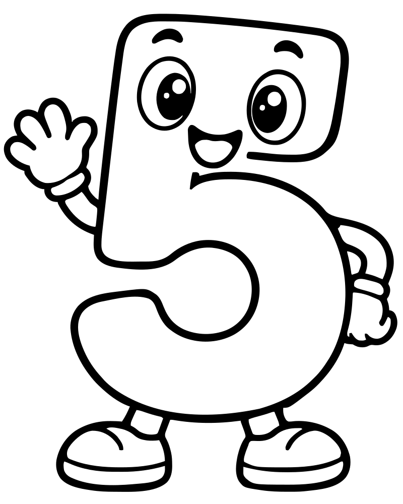 Printable number five line art — Number coloring page