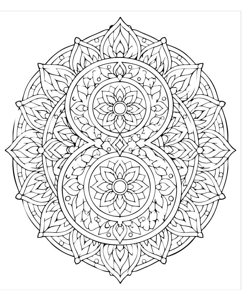 Printable number mandala line art — Number coloring page