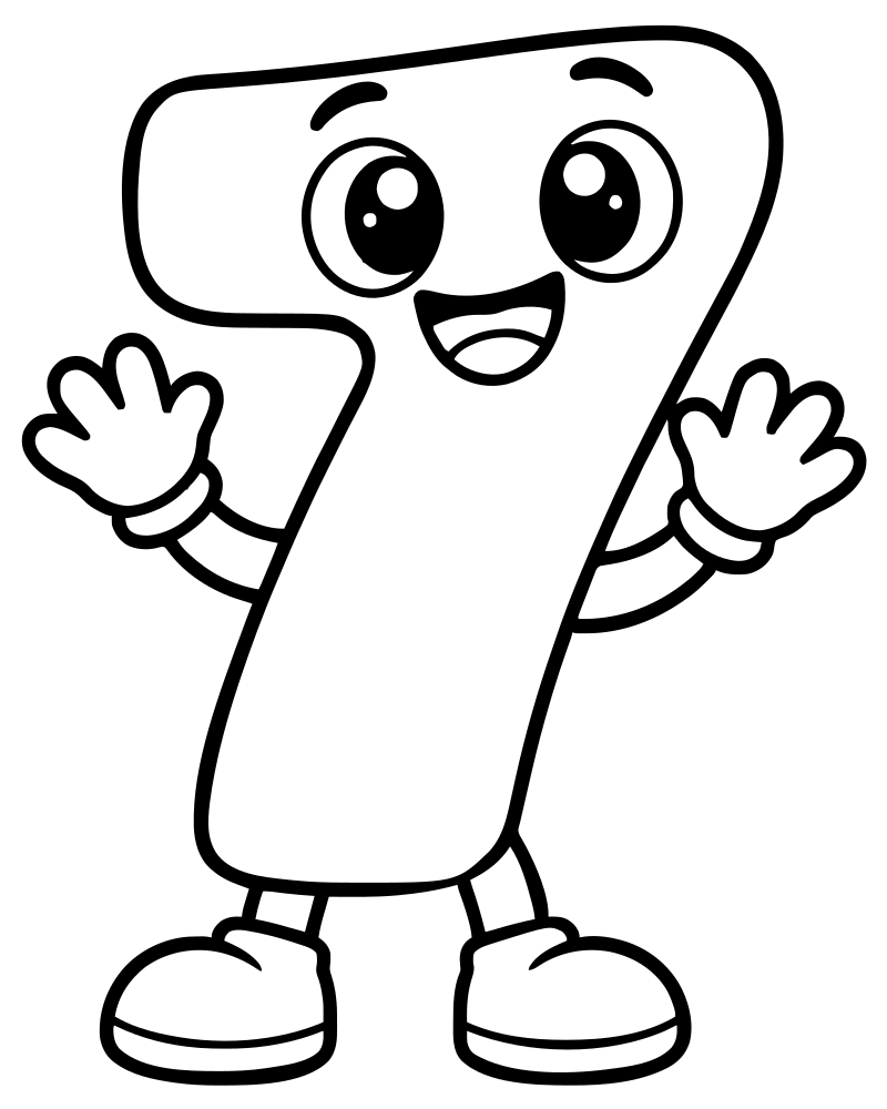 Number Seven — printable Number coloring sheet for preschoolers