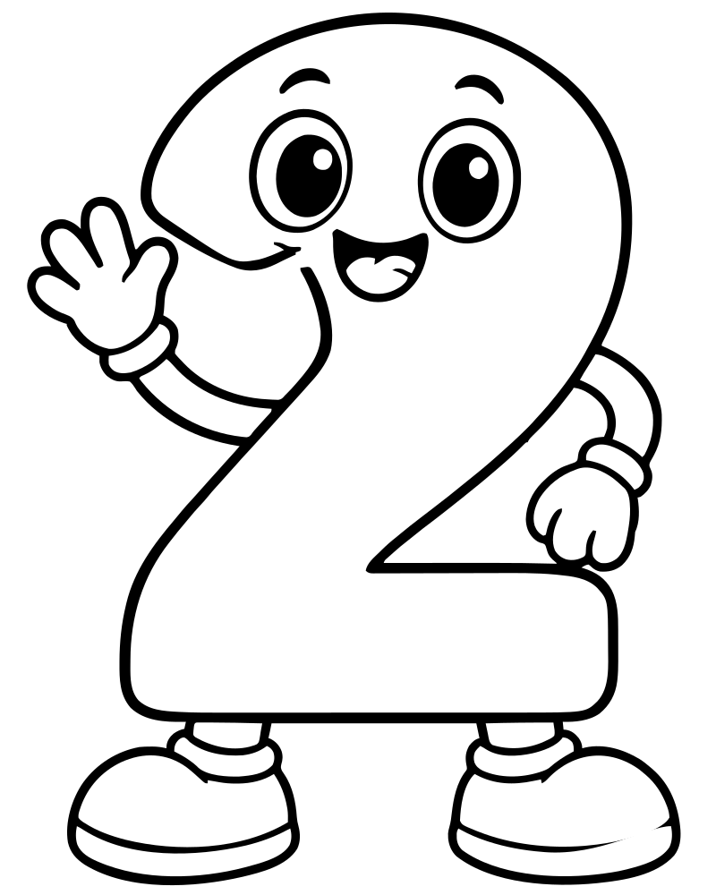 Number Two — printable Number coloring sheet for preschoolers
