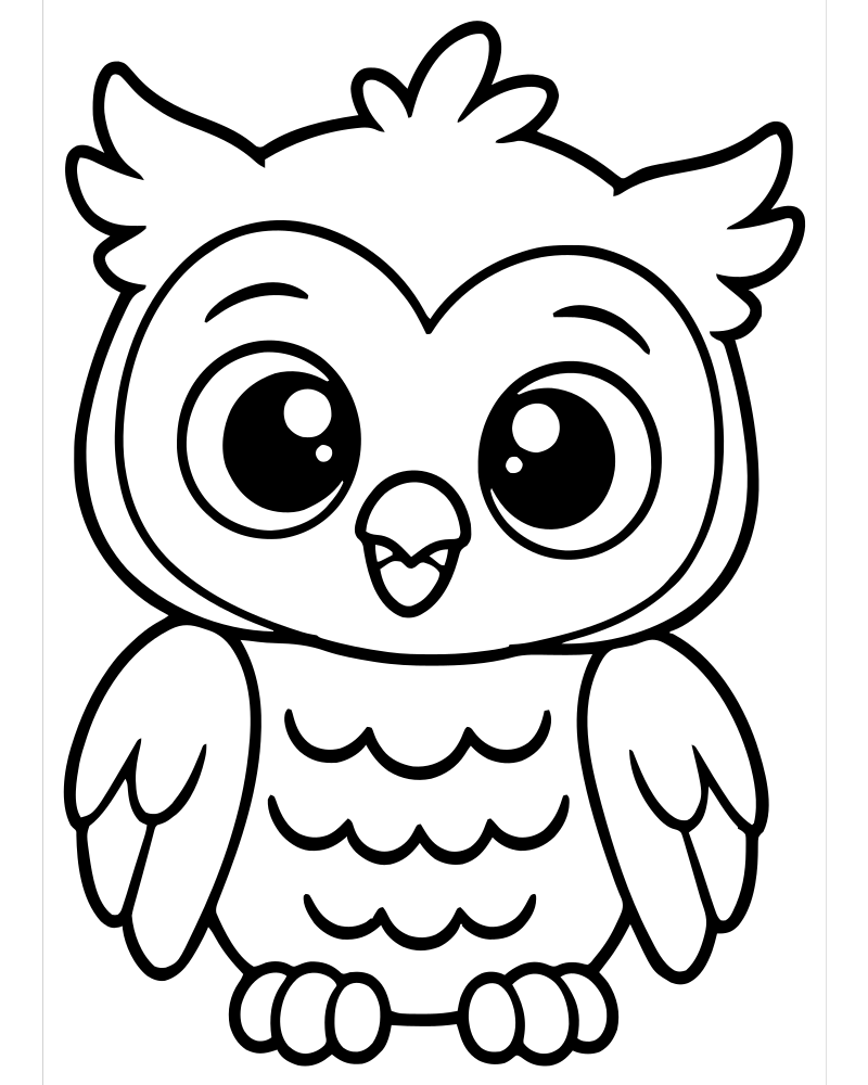 Baby Owl picture to color — Owl coloring page for kids