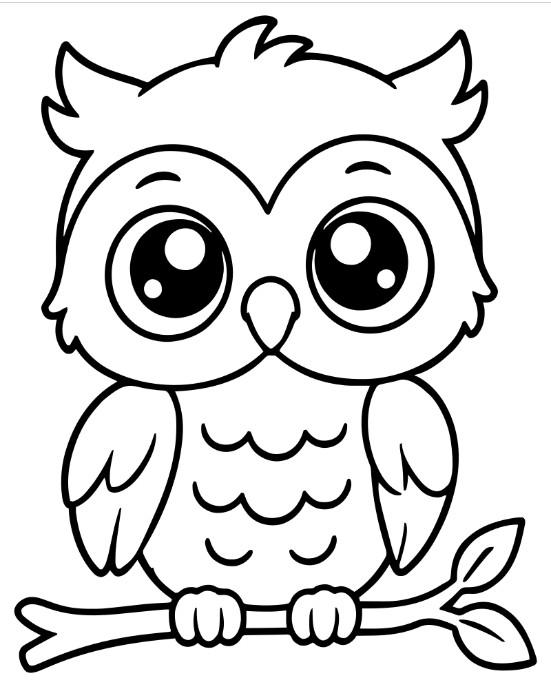 Cute Chibi Owl — printable Owl coloring sheet for preschoolers