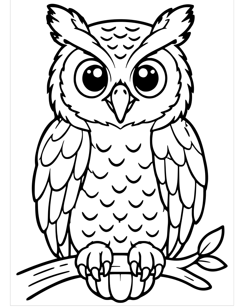 Great Horned Owl — free printable Owl coloring page for kids
