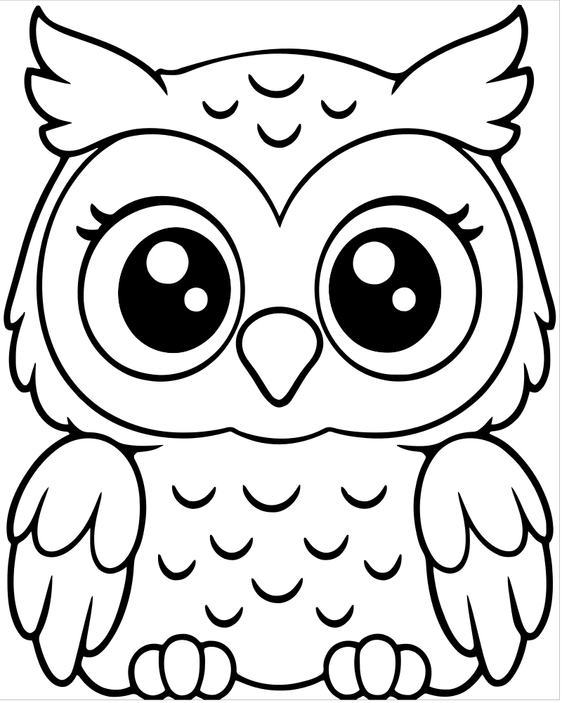 Owl Eyes Close-Up picture to color — Owl coloring page for kids