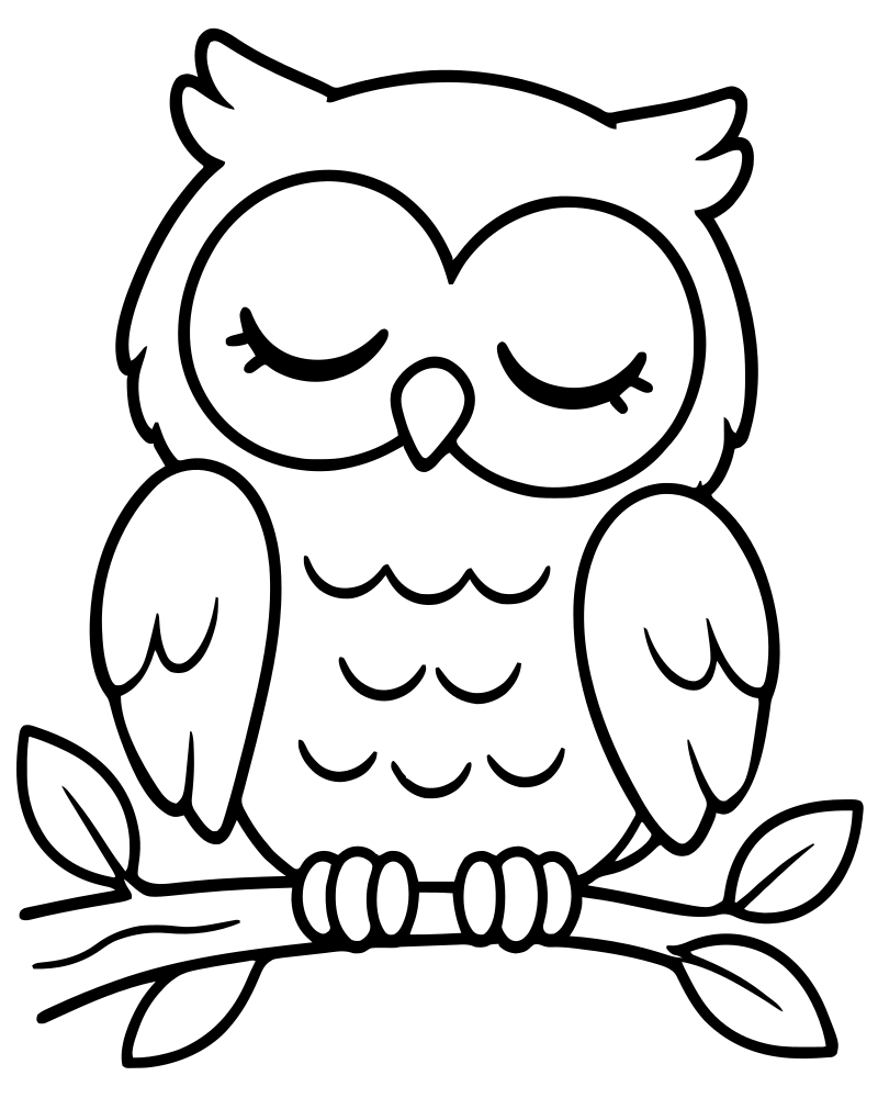 Sleeping Owl picture to color — Owl coloring page for kids
