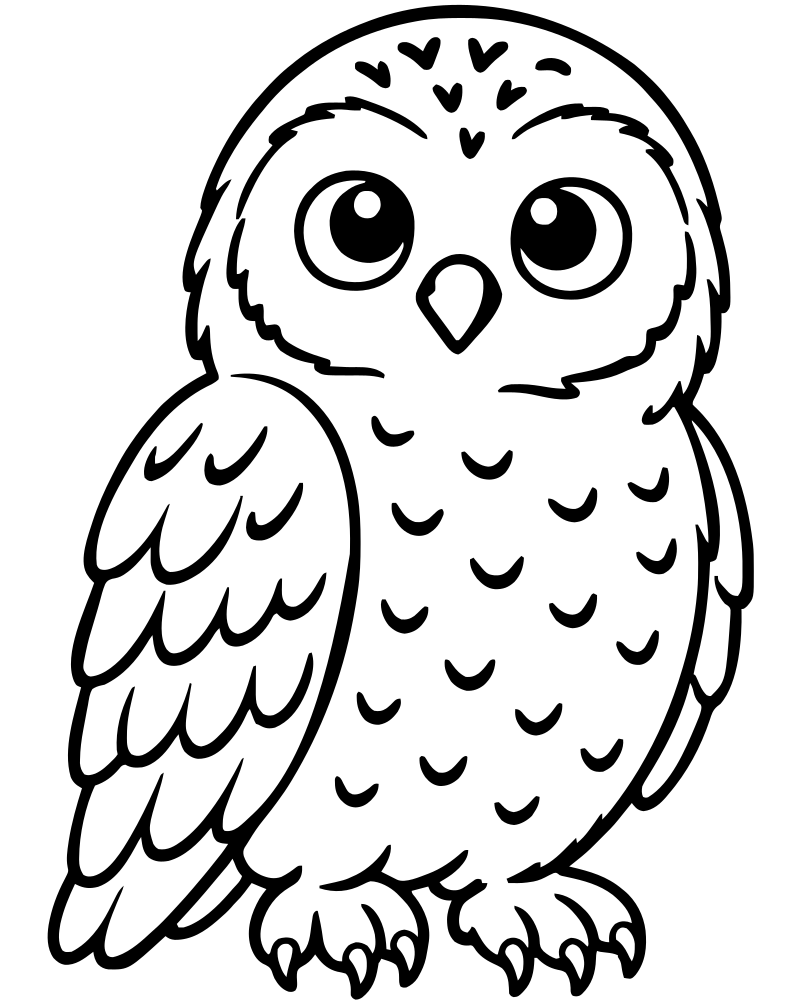 Snowy Owl — Owl coloring page to print for children