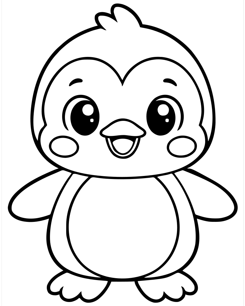 Cute Chibi Penguin — free printable Penguin coloring page for kids