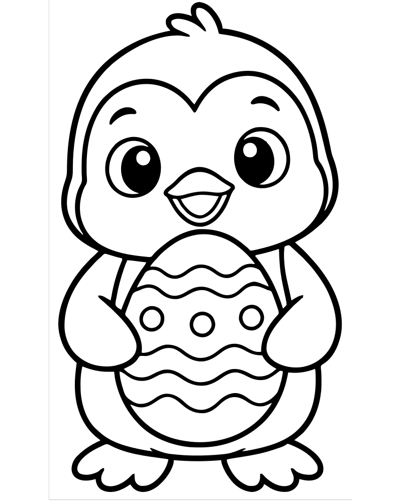 Penguin with an Egg — Penguin coloring page to print for children