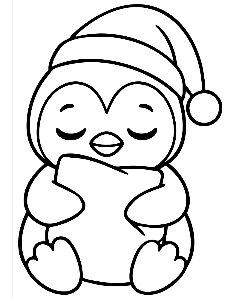 Printable sleepy penguin line art — Penguin coloring page