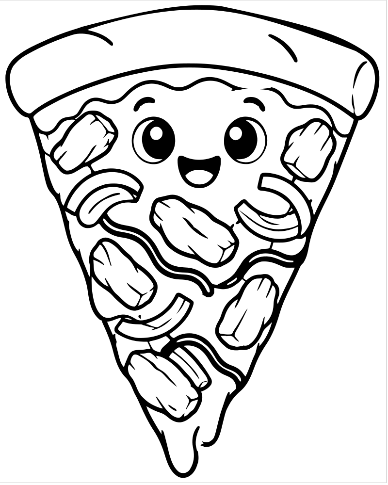 BBQ Chicken Pizza — printable Pizza coloring sheet for preschoolers