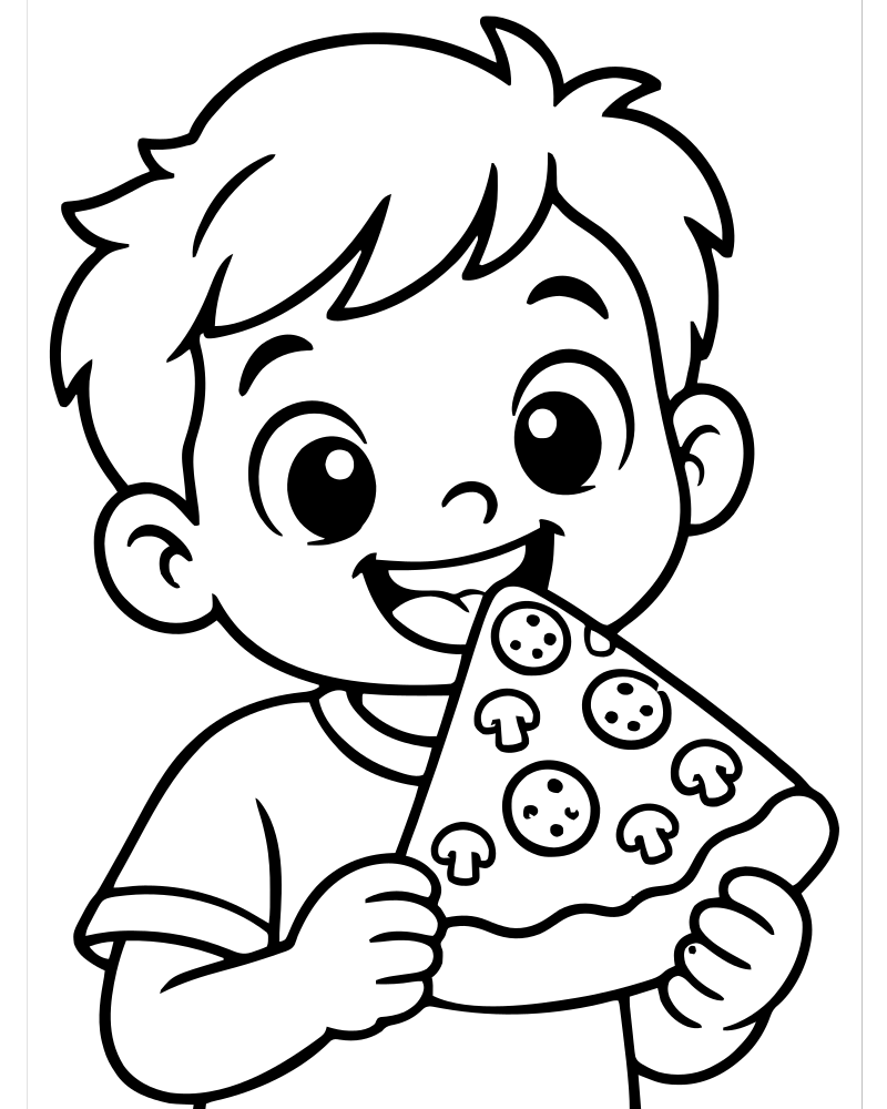 Printable pizza night line art — Pizza coloring page