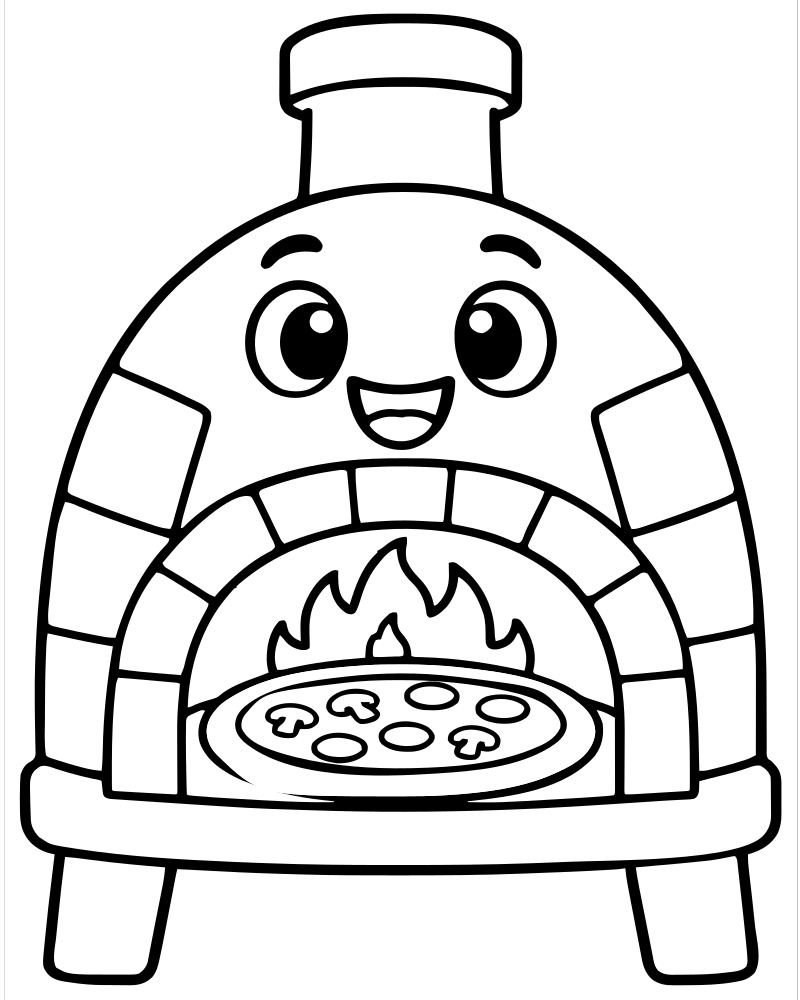 Pizza Oven picture to color — Pizza coloring page for kids