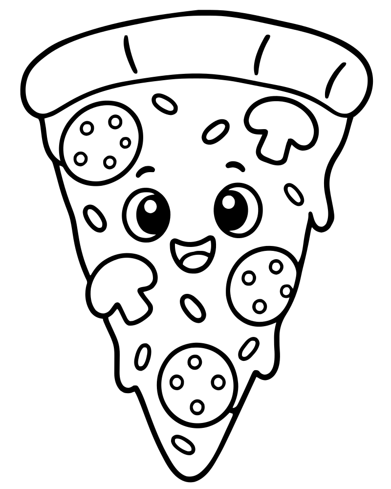 Printable pizza pattern line art — Pizza coloring page