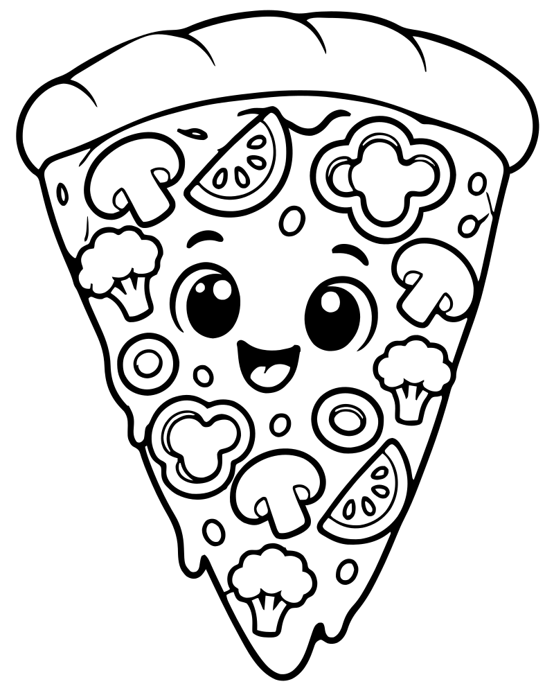 Veggie Pizza picture to color — Pizza coloring page for kids