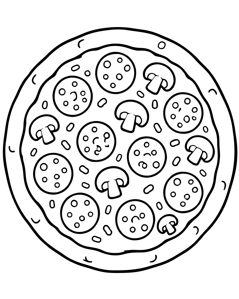 Whole Pizza Pie — printable Pizza coloring sheet for preschoolers