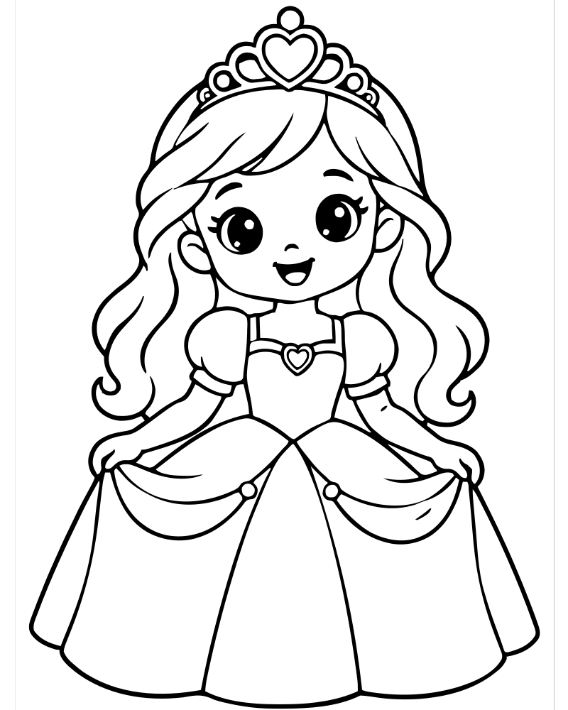 Birthday Princess picture to color — Princess coloring page for kids