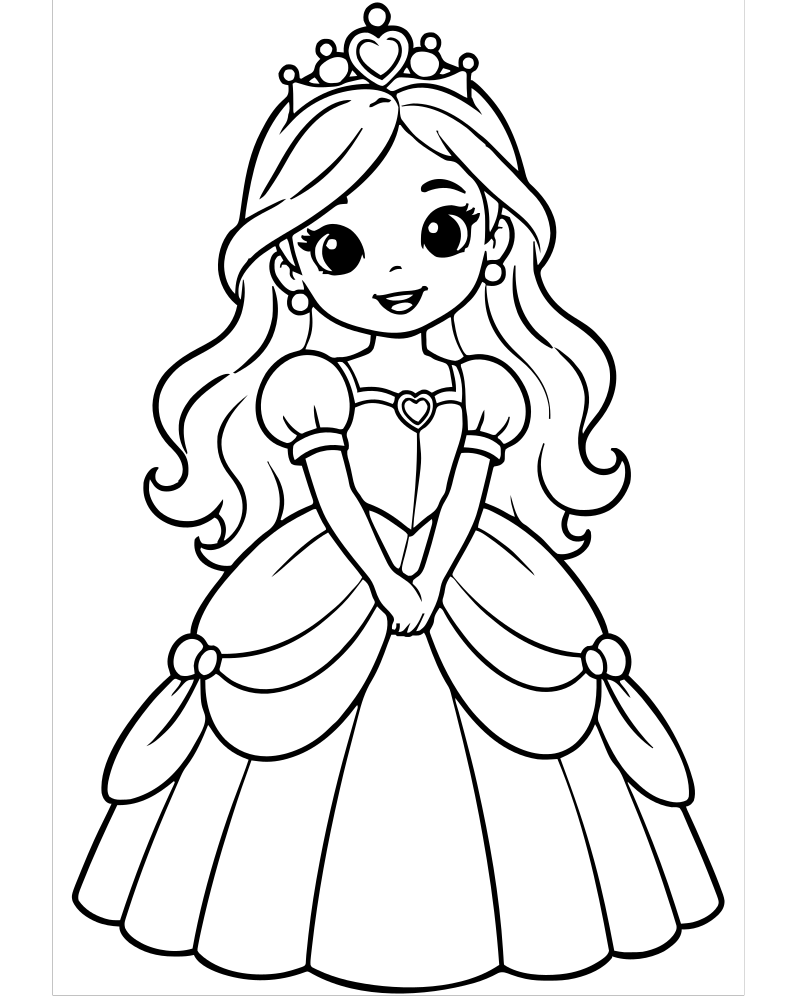 Fairy-Tale Princess picture to color — Princess coloring page for kids