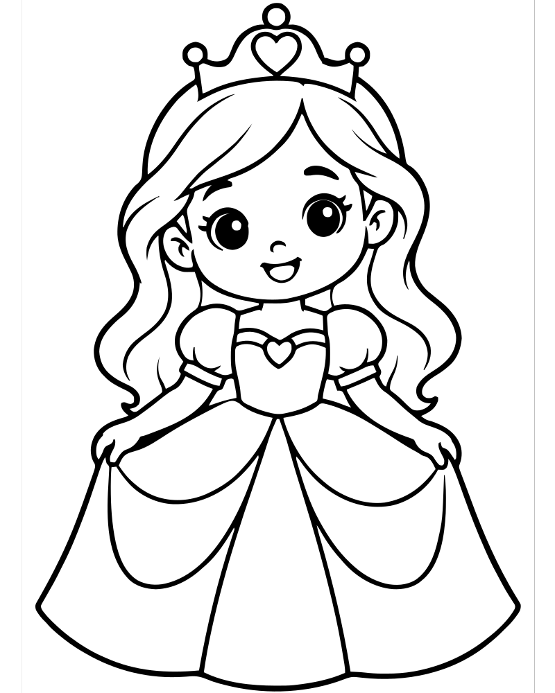Little Princess picture to color — Princess coloring page for kids