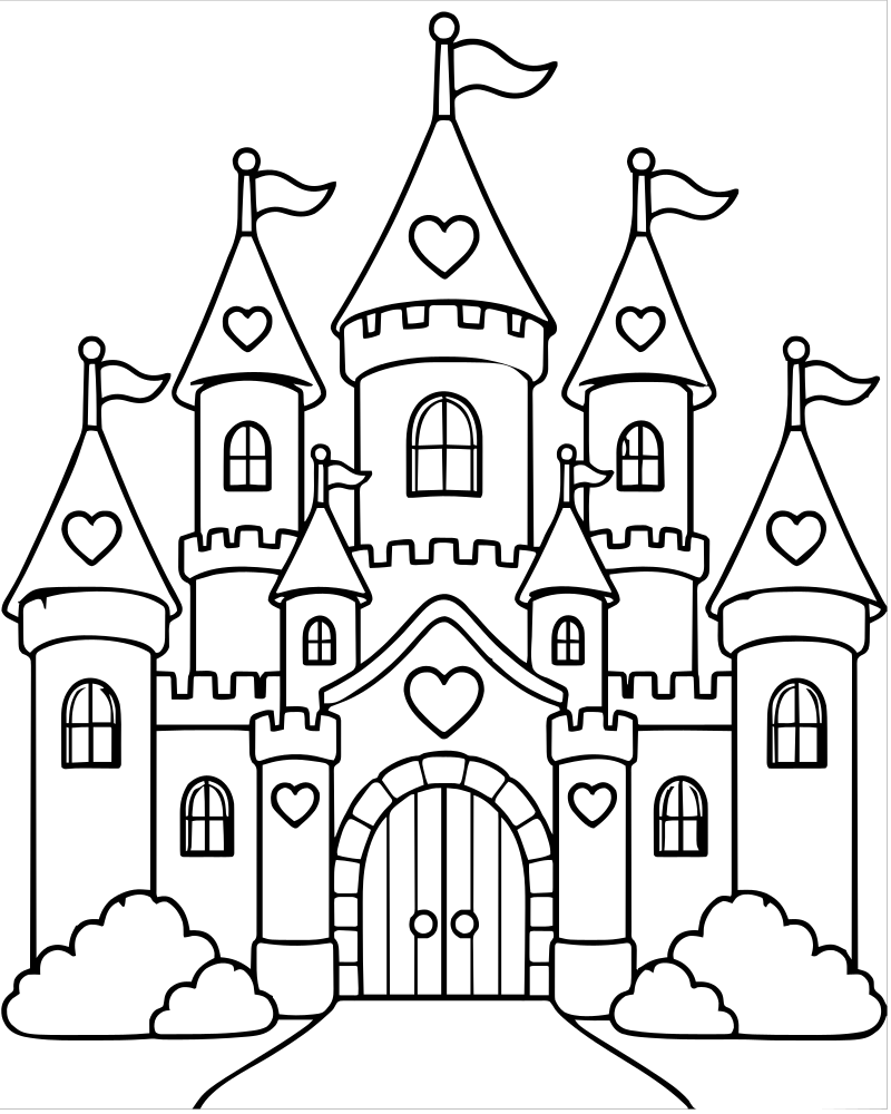 Princess Castle — printable Princess coloring sheet for preschoolers