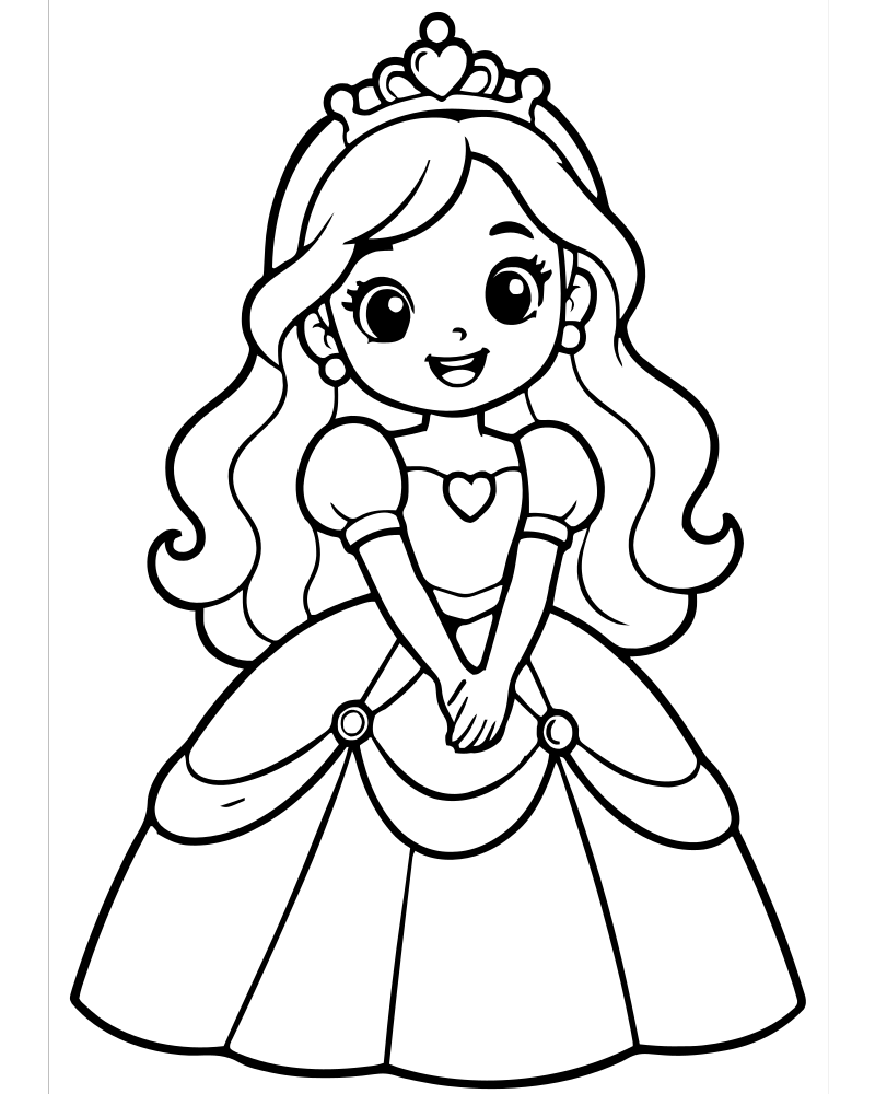 Printable princess frame line art — Princess coloring page