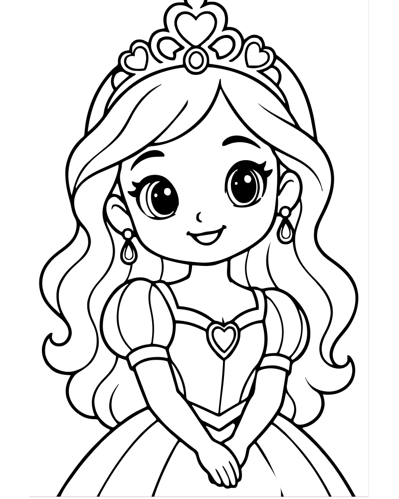 Royal Princess Portrait — Princess coloring page to print for children