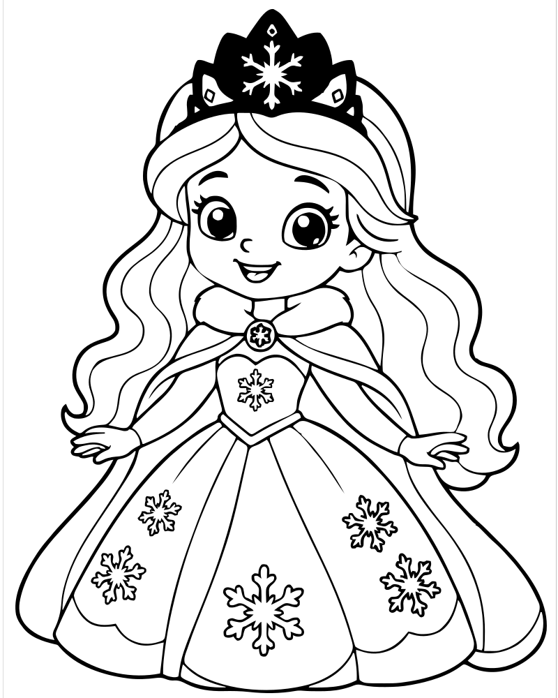 Snow Princess — Princess coloring page to print for children