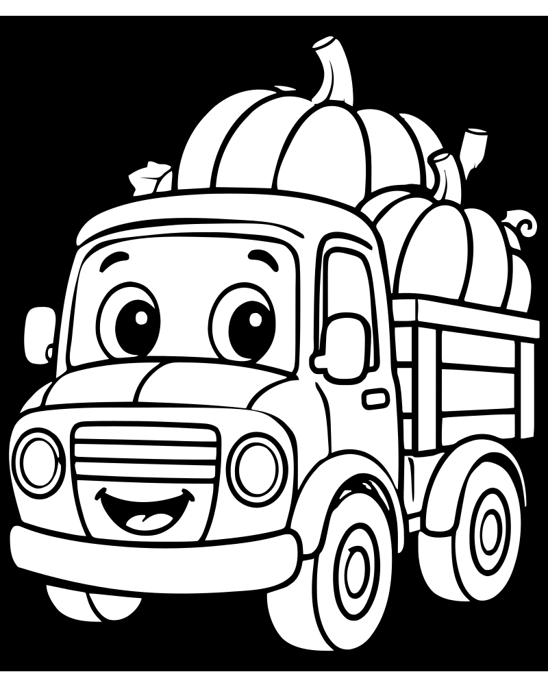 Pumpkin Truck — printable Pumpkin coloring sheet for preschoolers