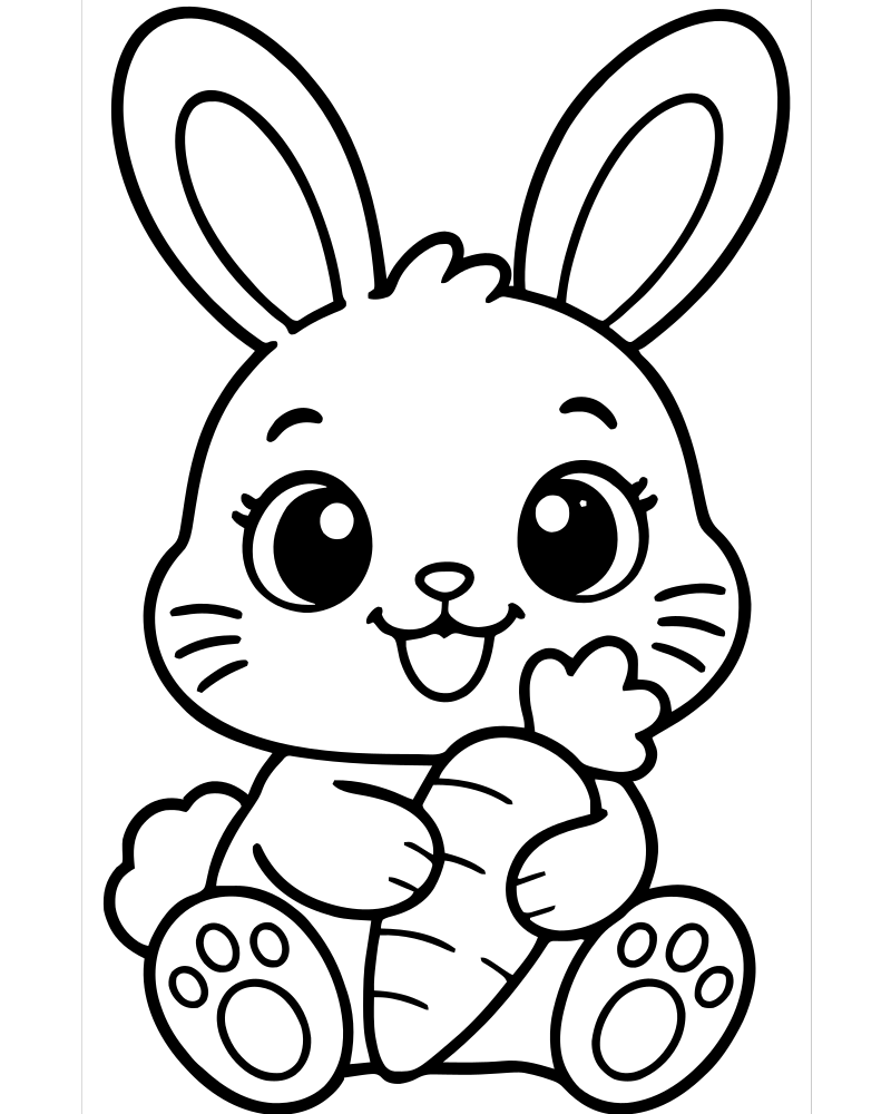 Printable chibi bunny line art — Rabbit coloring page