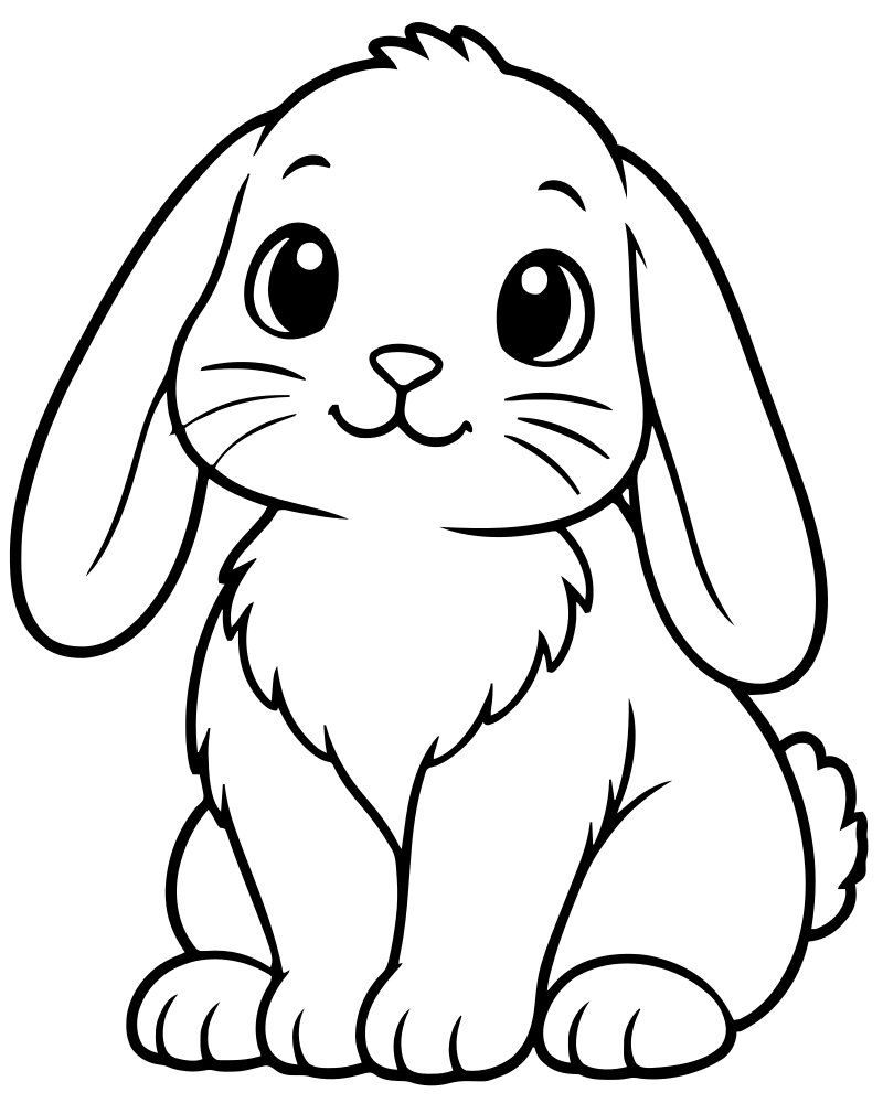 Lop-Eared Rabbit — Rabbit coloring page to print for children