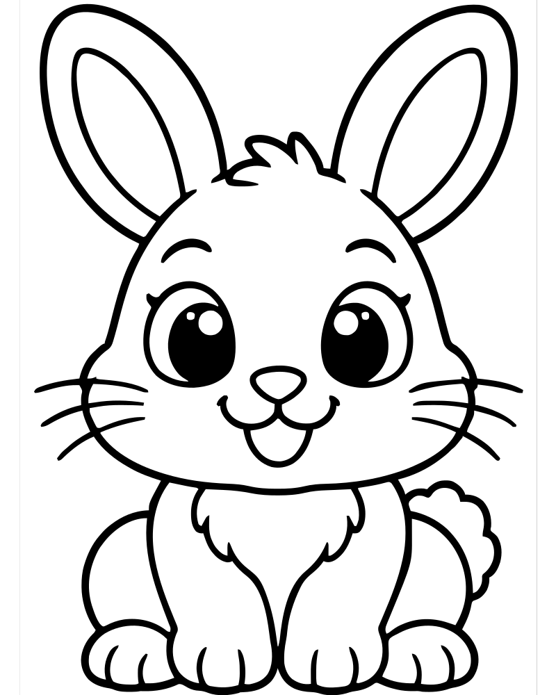 Rabbit Close-Up picture to color — Rabbit coloring page for kids