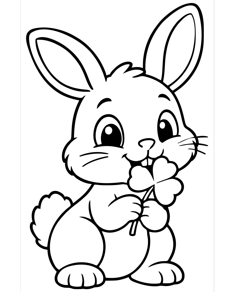 Rabbit Eating Clover — printable Rabbit coloring sheet for preschoolers