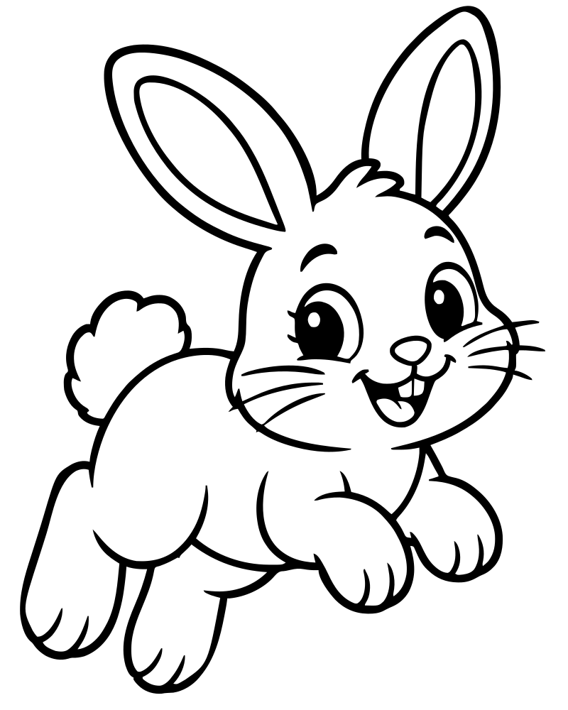 Rabbit Hopping — free printable Rabbit coloring page for kids