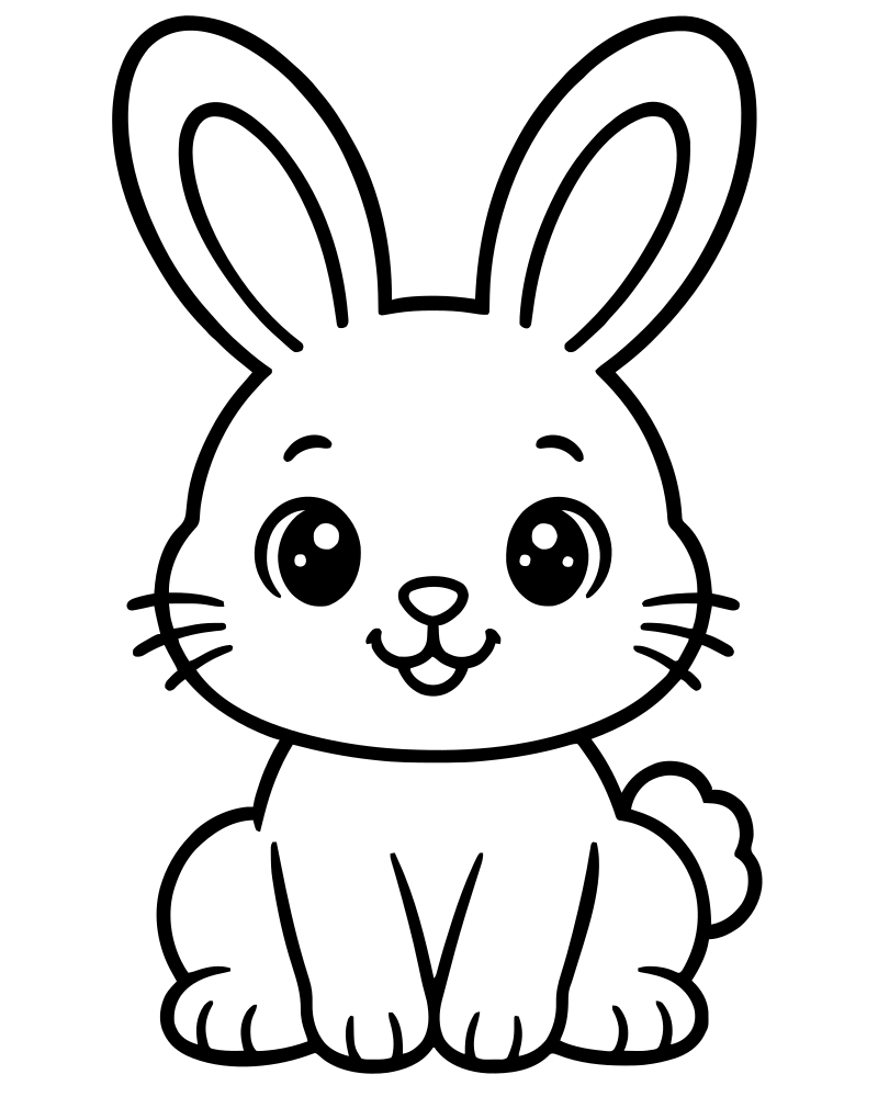 Simple Bunny for Toddlers — printable Rabbit coloring sheet for preschoolers