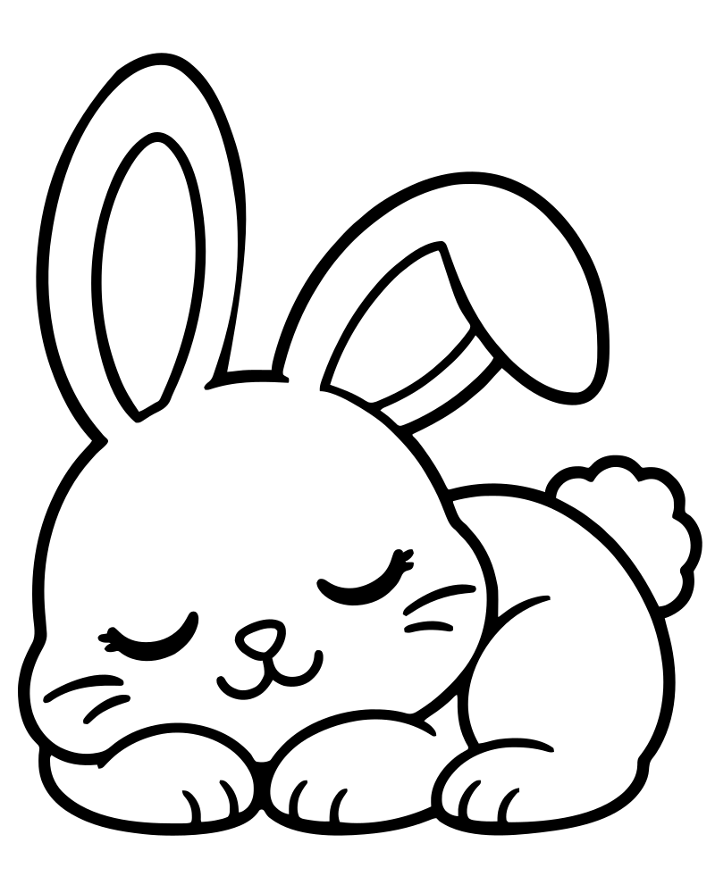 Sleeping Bunny — Rabbit coloring page to print for children