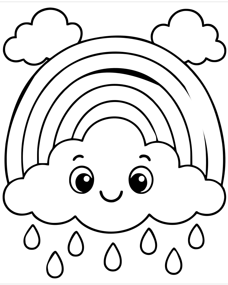 After-the-Rain Rainbow — printable Rainbow coloring sheet for preschoolers