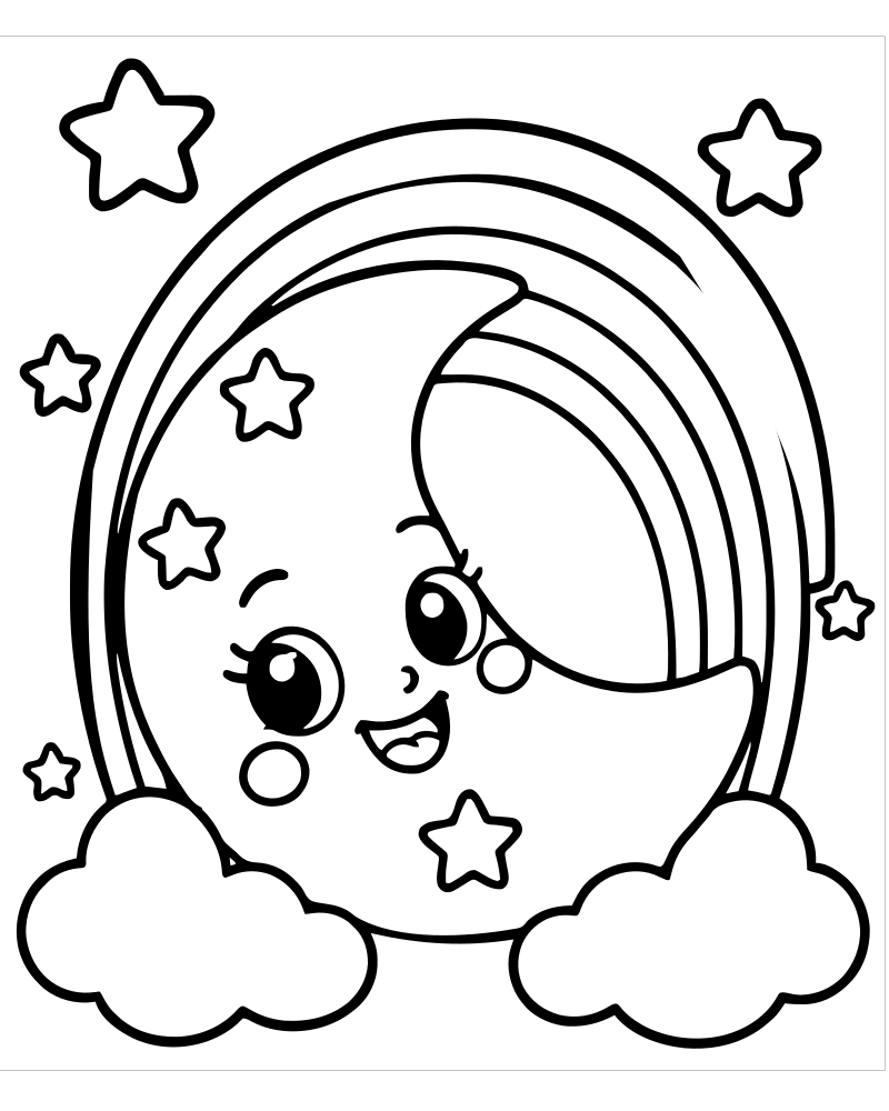 Moonbow Rainbow — Rainbow coloring page to print for children