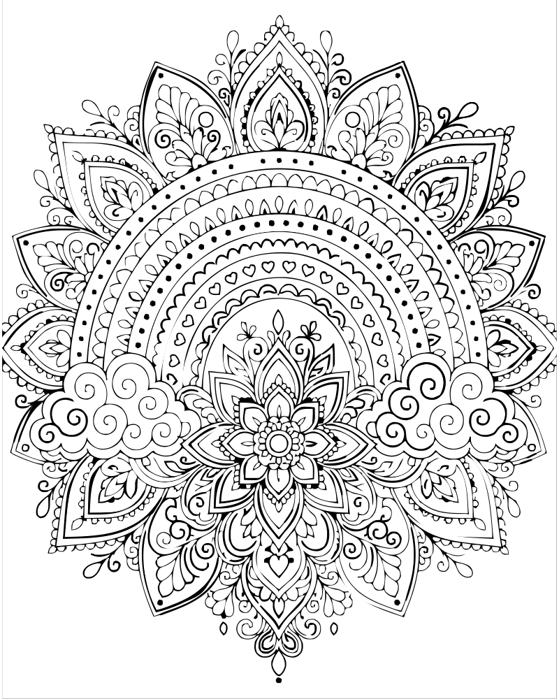 Rainbow Mandala — Rainbow coloring page to print for children