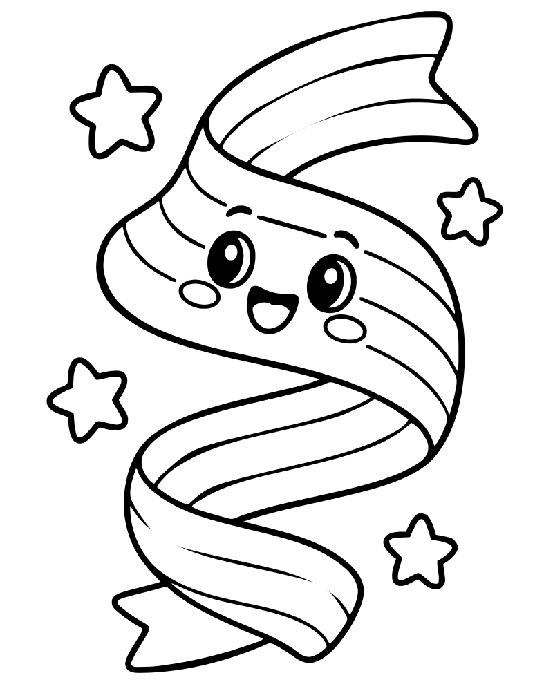 Rainbow Ribbon Swirl picture to color — Rainbow coloring page for kids
