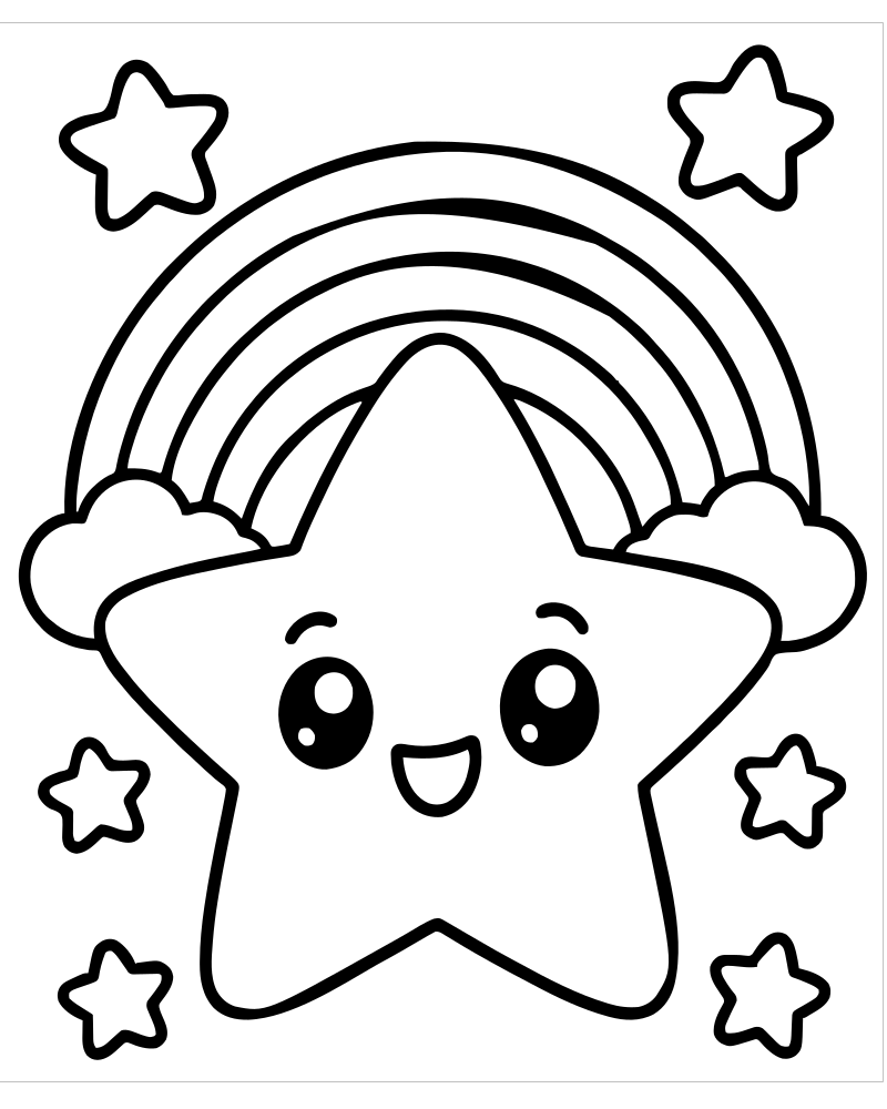 Rainbow Stars — Rainbow coloring page to print for children