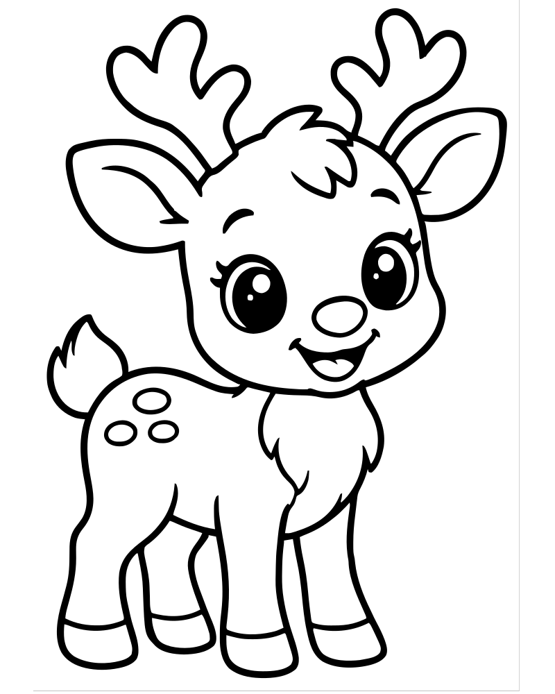Baby Reindeer — Reindeer coloring page to print for children