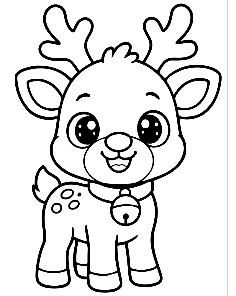 Cute Chibi Reindeer — free printable Reindeer coloring page for kids