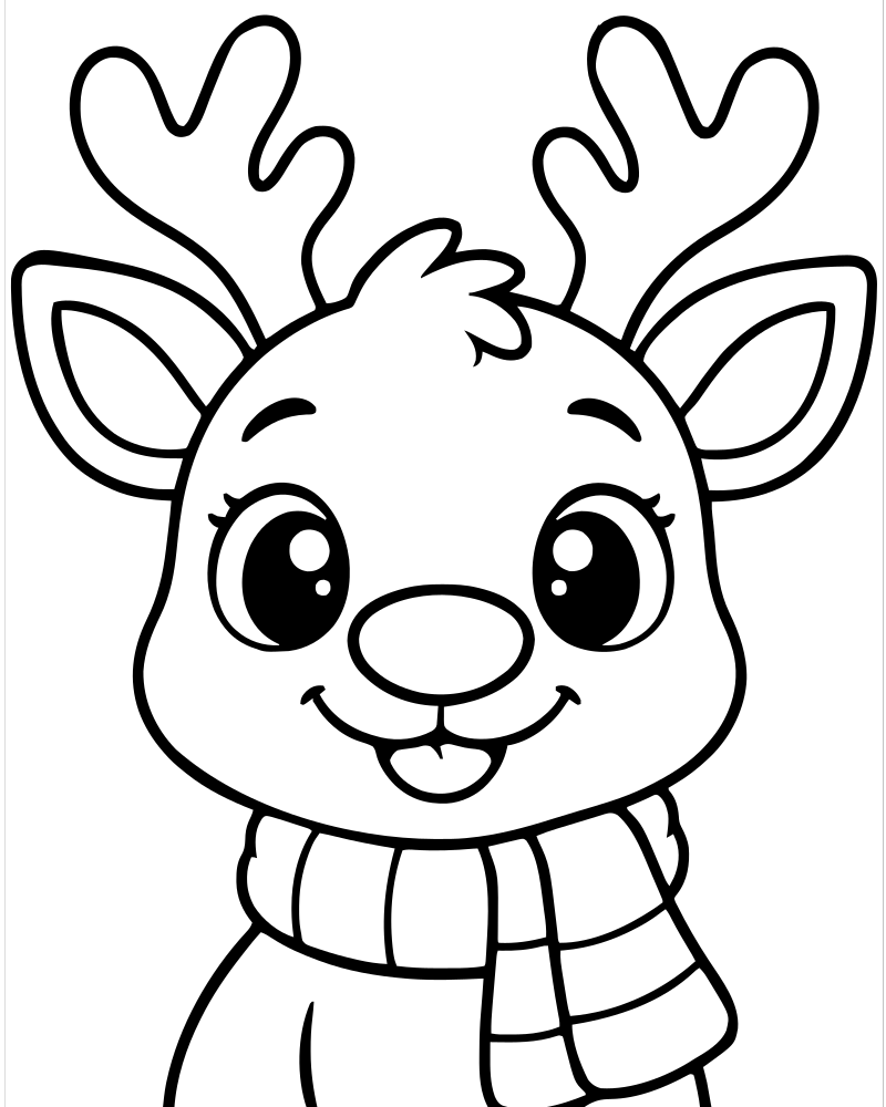 Reindeer Close-Up — free printable Reindeer coloring page for kids