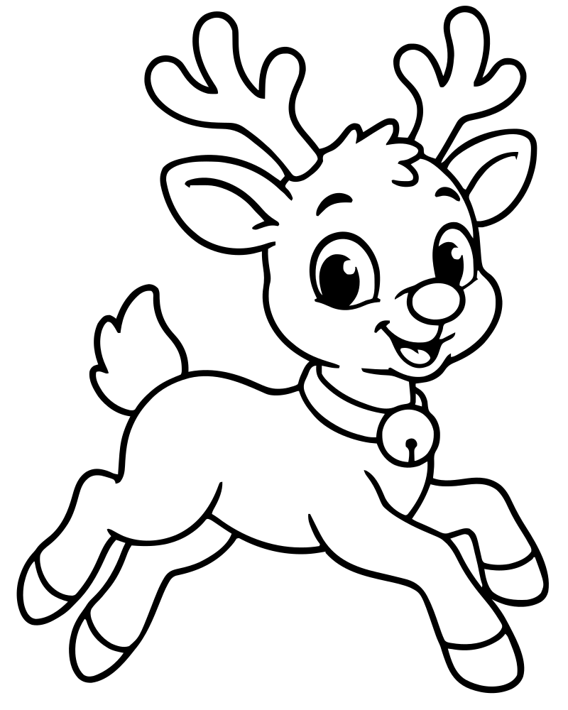 Reindeer Jumping picture to color — Reindeer coloring page for kids