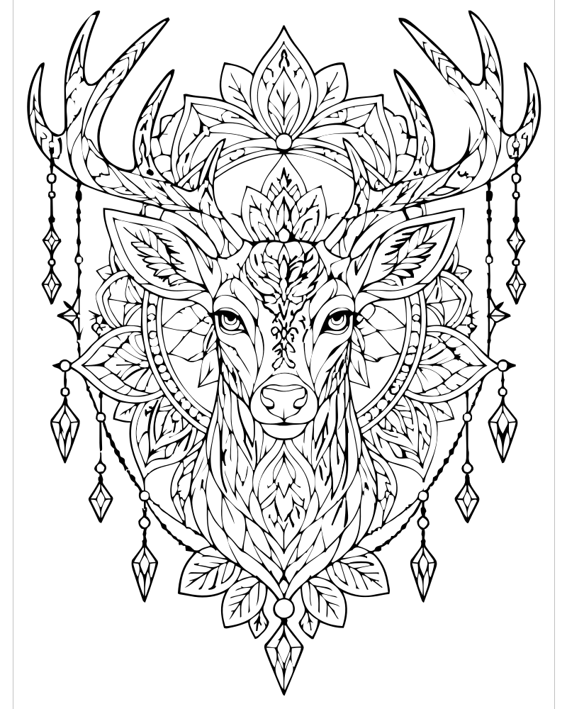 Reindeer Mandala — printable Reindeer coloring sheet for preschoolers