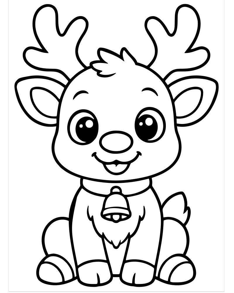 Reindeer Portrait — free printable Reindeer coloring page for kids