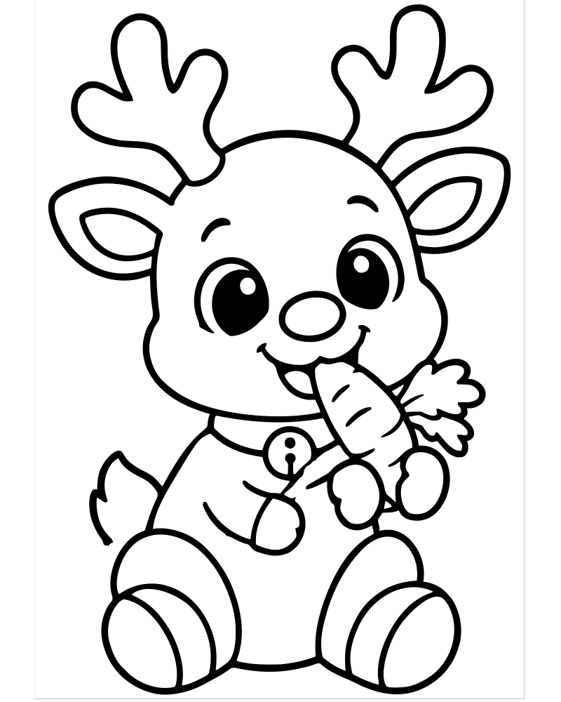 Reindeer Snacking picture to color — Reindeer coloring page for kids