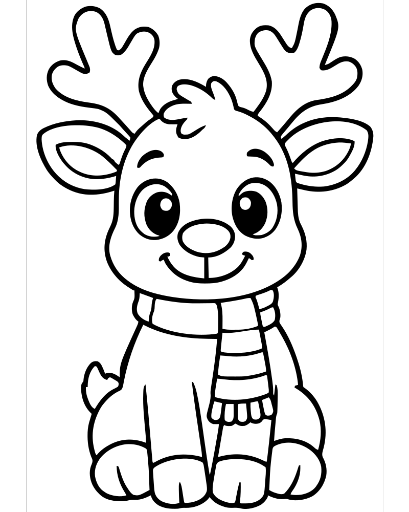 Reindeer Waiting for Santa — free printable Reindeer coloring page for kids